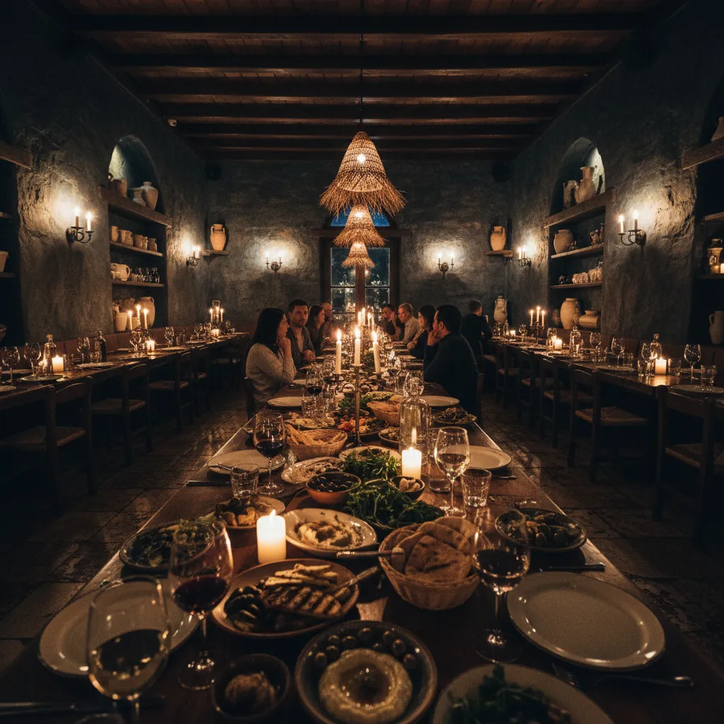 Interieur van Restaurant Dimitra Woerden bij avondlicht